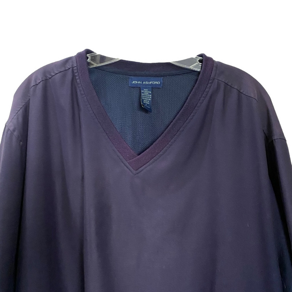 JOHN ASHFORD Retro 90s Purple Lined V-Neck Windbreaker Pullover Jacket L - Picture 9 of 15
